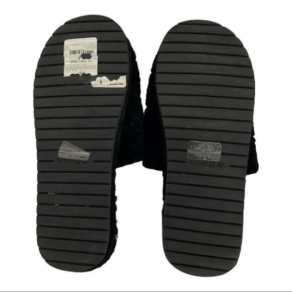 NEW Vince Loni Slippers Black Size 11 Lamb Fur Shearling Round Toe Minimalist - Picture 9 of 13